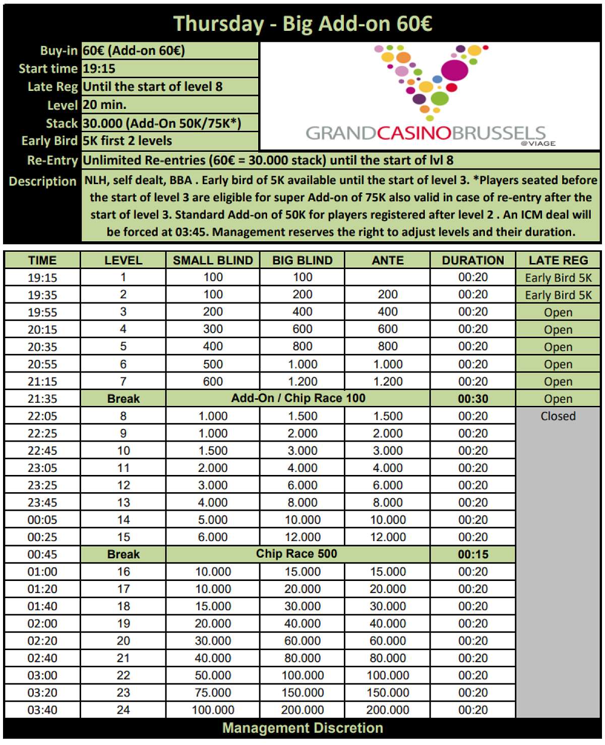 Thursday - BIG ADD-ON  - 60€