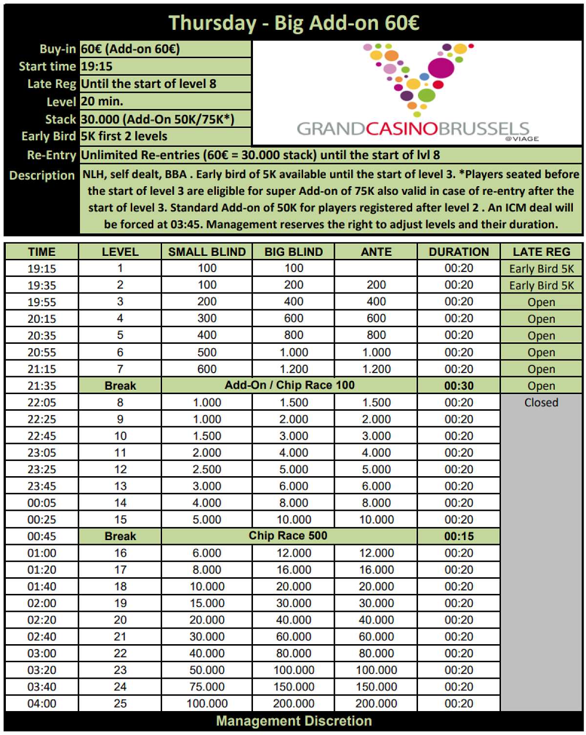 Thursday - Big ADD-ON - 60€