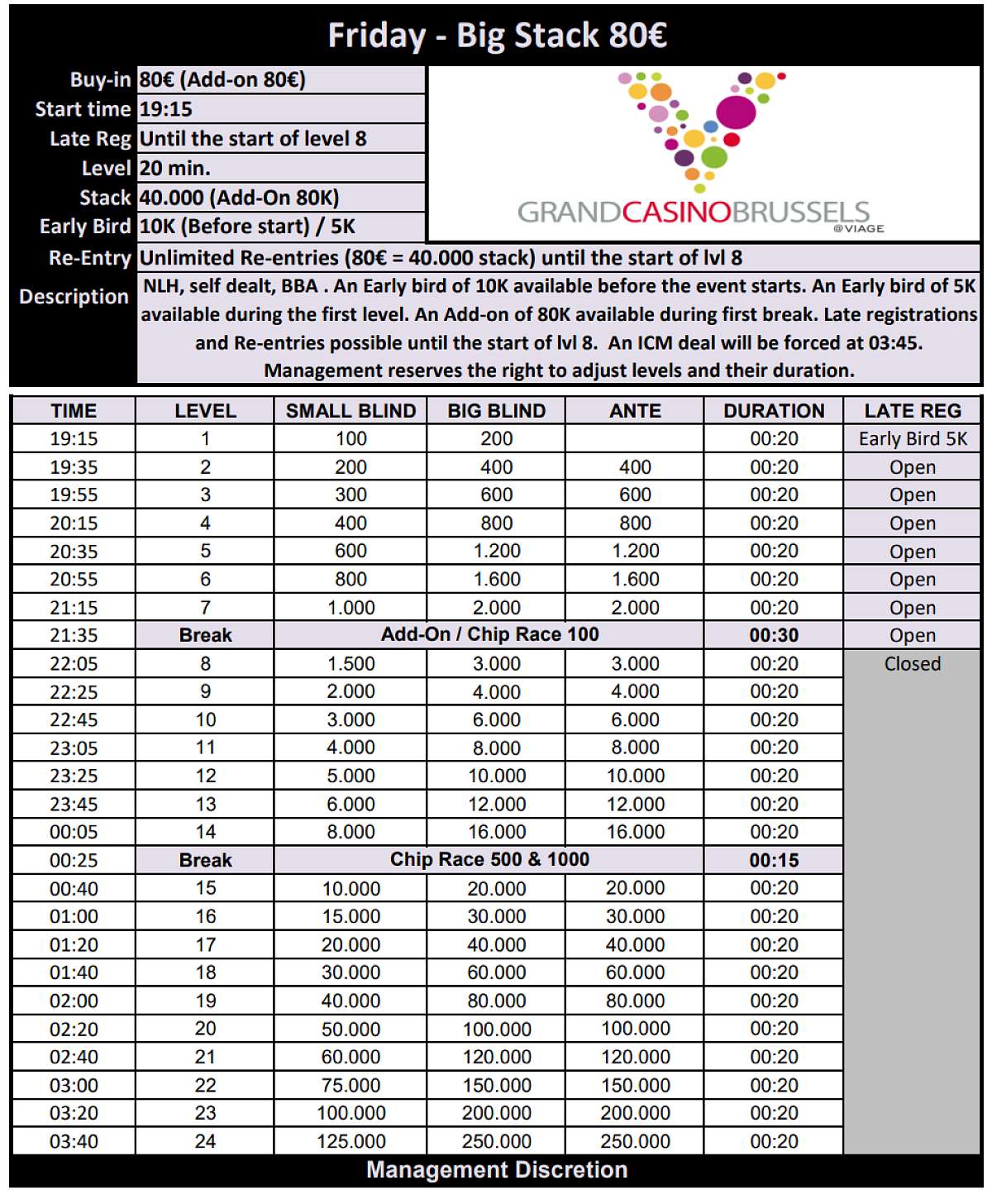 Friday - Big Stack - 80€