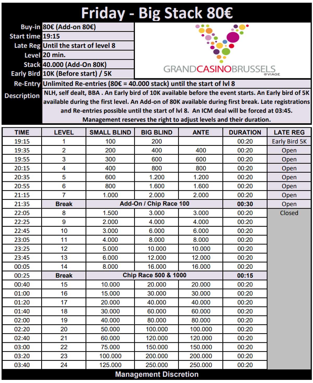 Friday - Big Stack - 80€